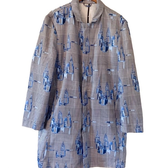 ✨ NWT Men’s Alfani Abstract Blue Overcoat - Picture 1 of 4